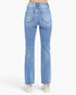 Light blue high-waisted straight-leg jeans shown from the back on a model, featuring a faded wash and classic five-pocket design.