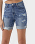 Short en jean délavé moyen avec effet usé et roulé