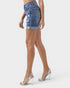 Short en jean délavé moyen avec effet usé et roulé