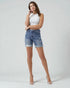 Medium Wash High Rise Distressed Denim Shorts