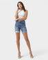 Short en jean délavé moyen avec effet usé et roulé