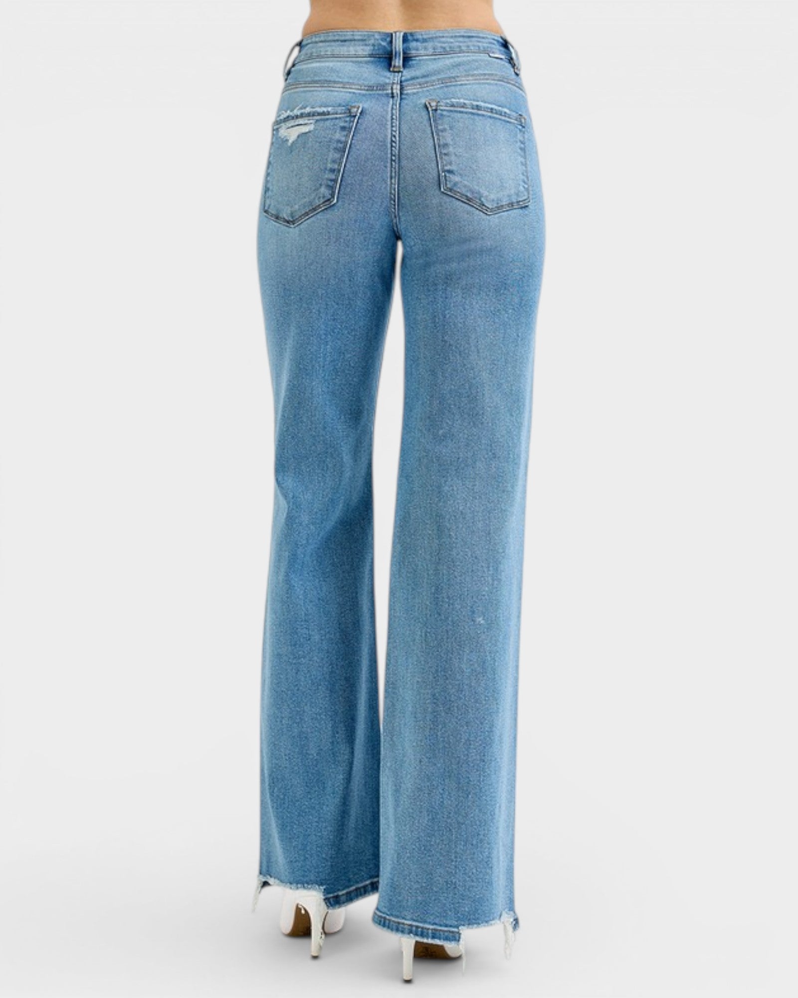 Light blue jeans on a white background