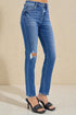 Jean skinny taille haute délavé foncé