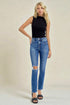 Jean skinny taille haute délavé foncé