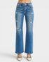 Medium Wash Distressed Flare Jeans