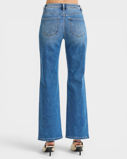 Medium Wash Distressed Flare Jeans