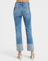 Blue jeans with a white background