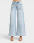 Light blue wide-leg jeans on a white background