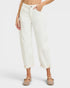 Person wearing white jeans on a plain background
