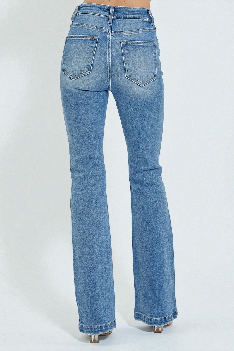 Light blue jeans on a white background