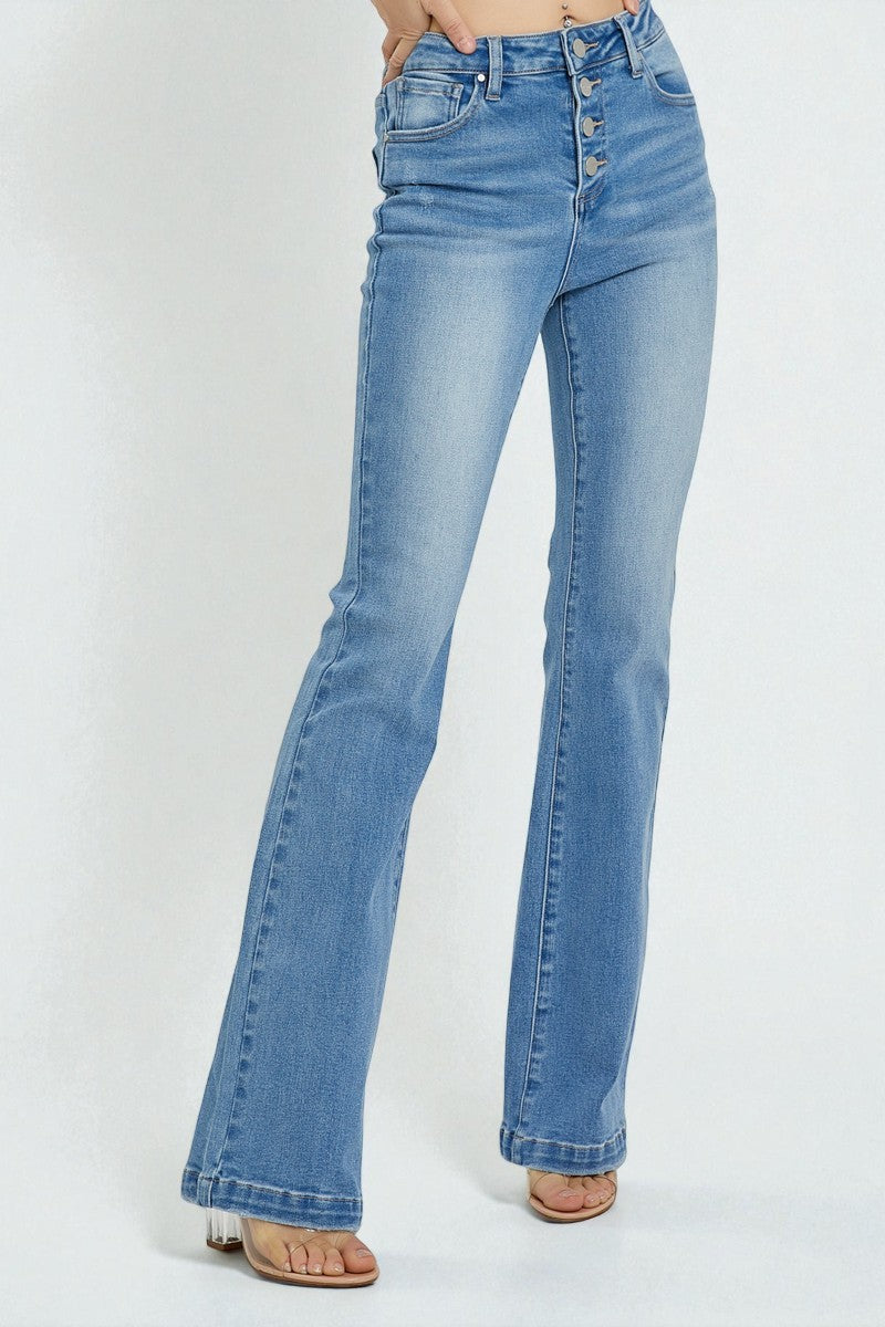 Light blue jeans on a white background