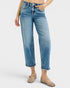 Medium Wash High Rise Crop Straight Jeans