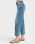 Medium Wash High Rise Crop Straight Jeans