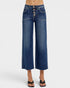 Blue wide-leg jeans on a white background