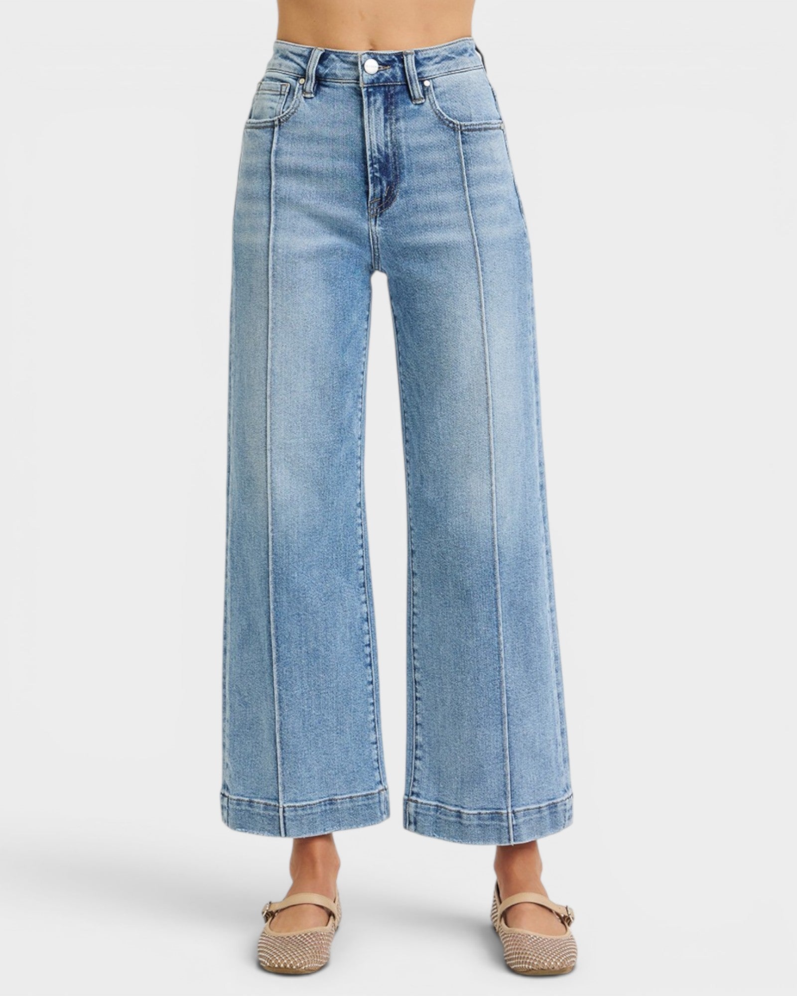 Light Wash High Rise Wide Leg Crop Jeans