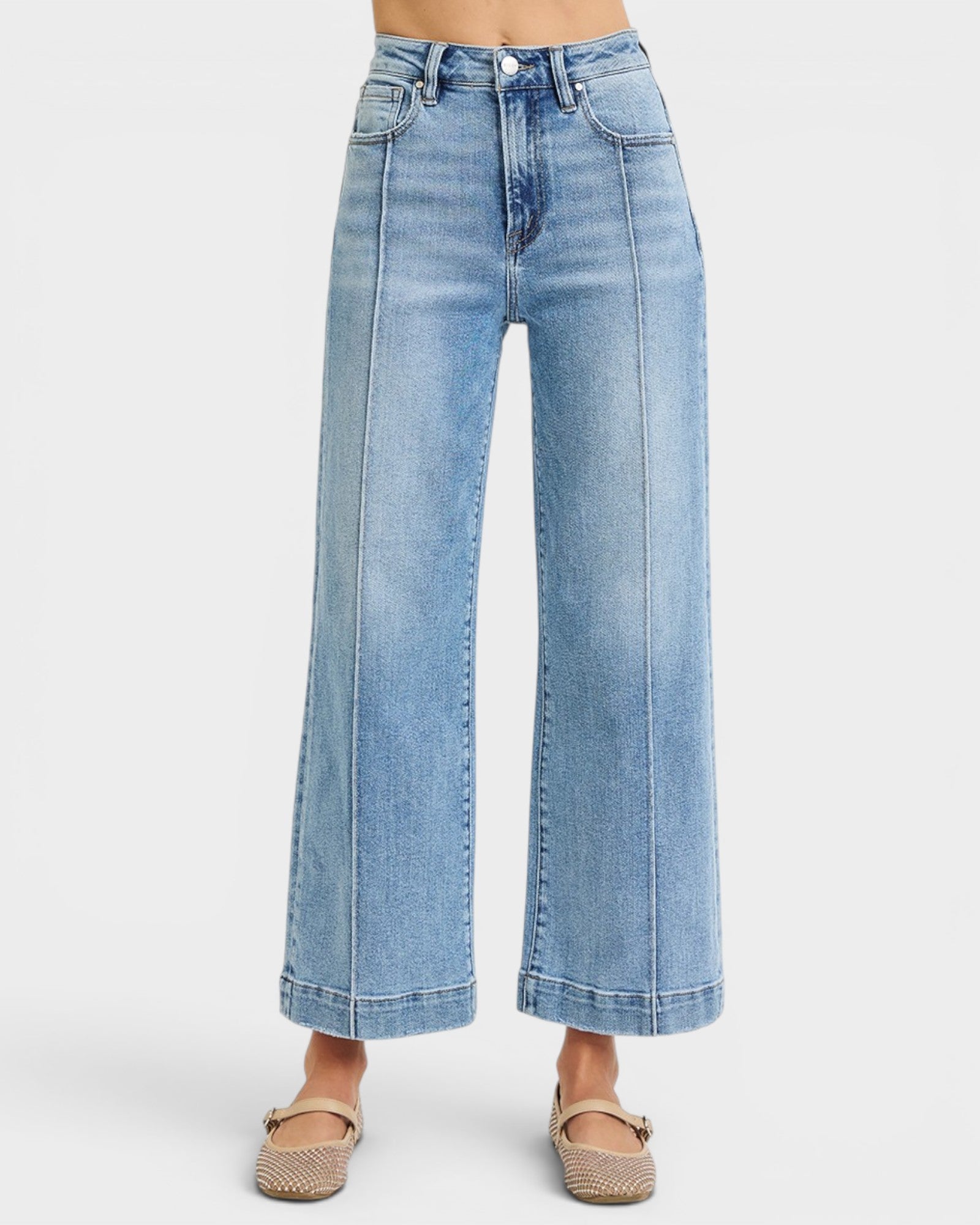Light Wash High Rise Wide Leg Crop Jeans