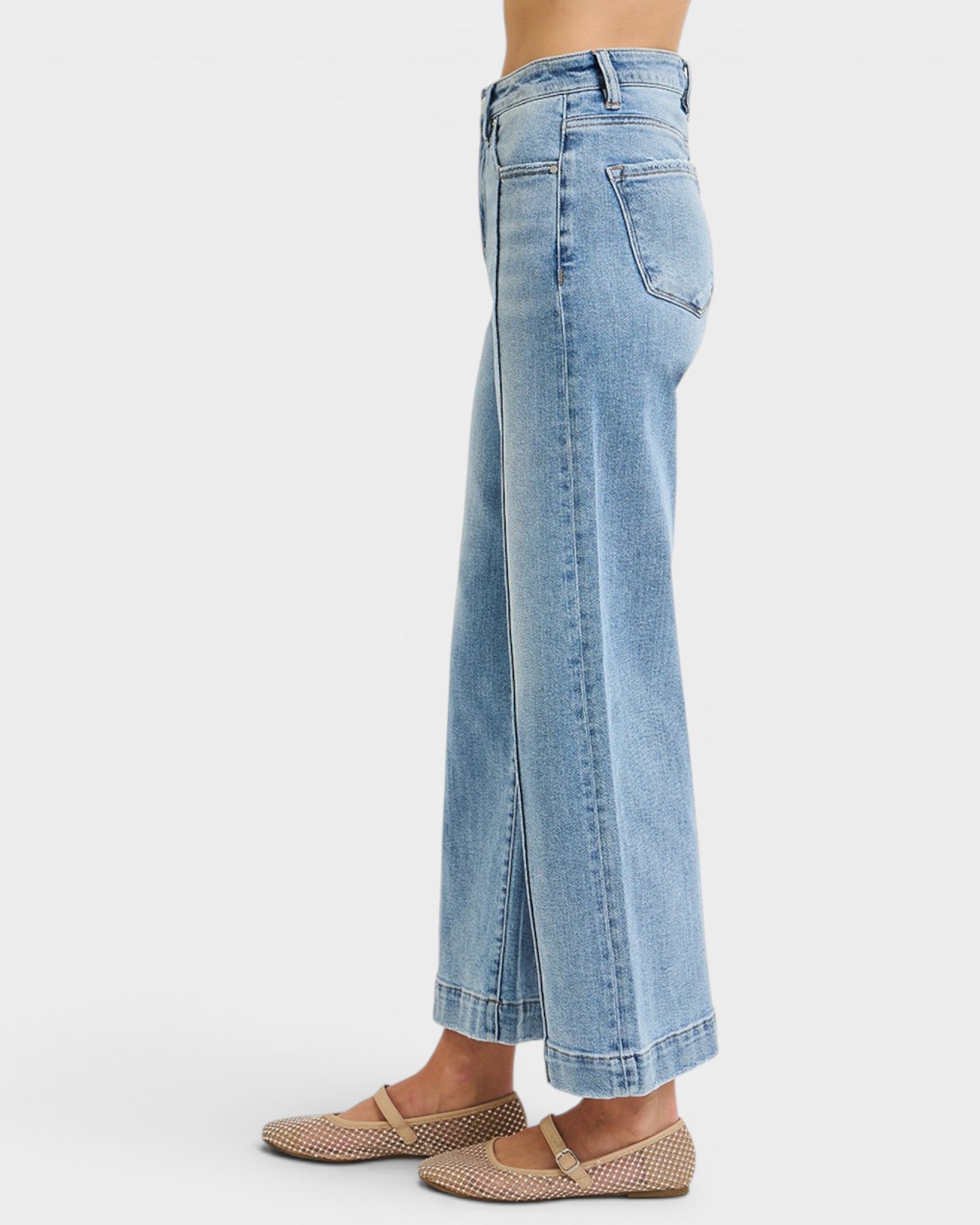 Light Wash High Rise Wide Leg Crop Jeans