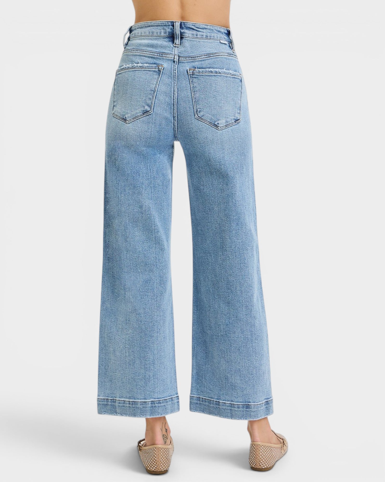 Light Wash High Rise Wide Leg Crop Jeans