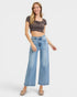 Light Wash High Rise Wide Leg Crop Jeans