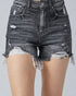 Short en jean taille haute délavé noir effet vieilli