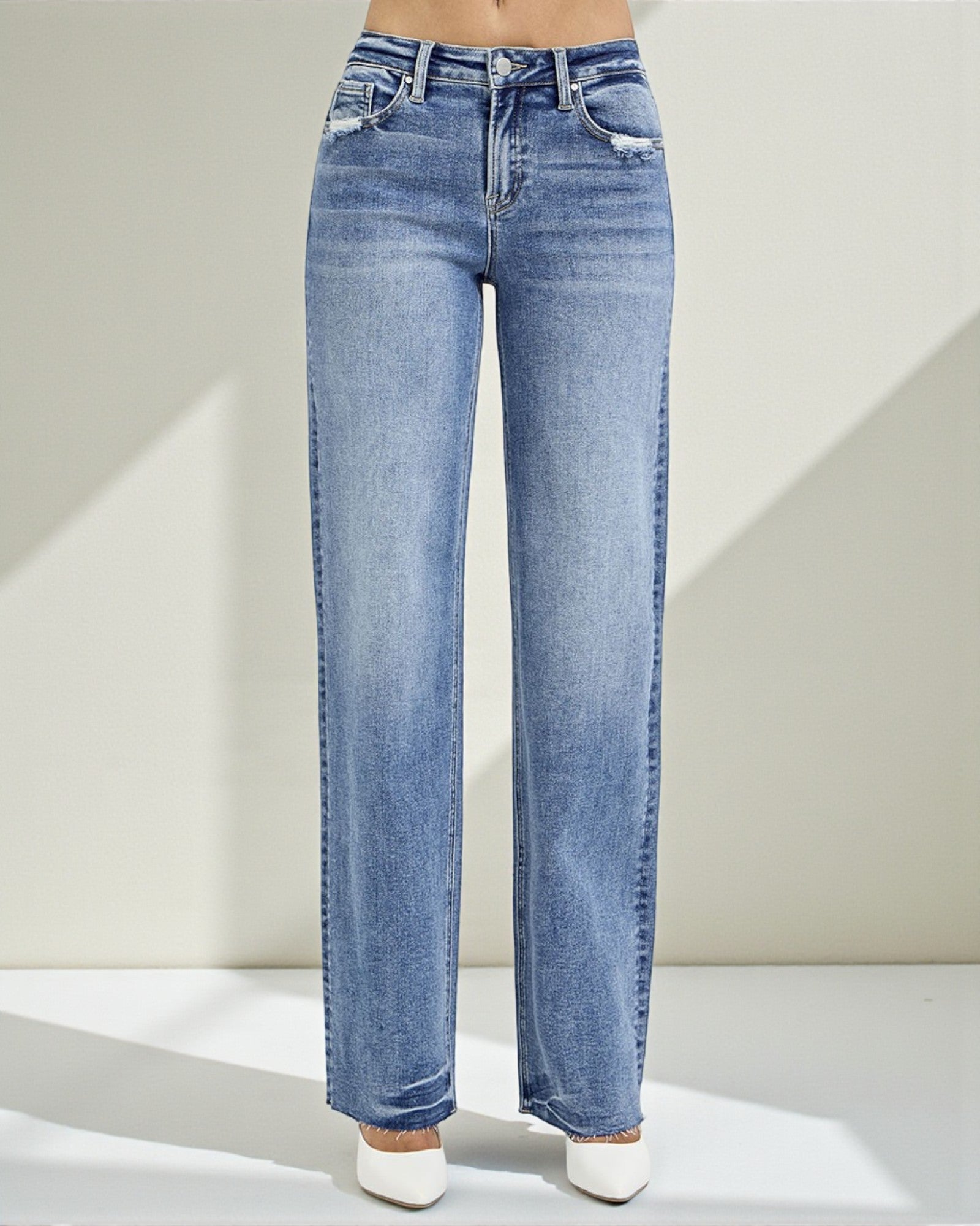 Blue jeans on a white background