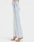 Light Wash Raw Hem Wide Leg Jeans
