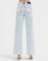 Light Wash Raw Hem Wide Leg Jeans