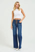 Dark Wash Lace-Up Wide Leg Jeans