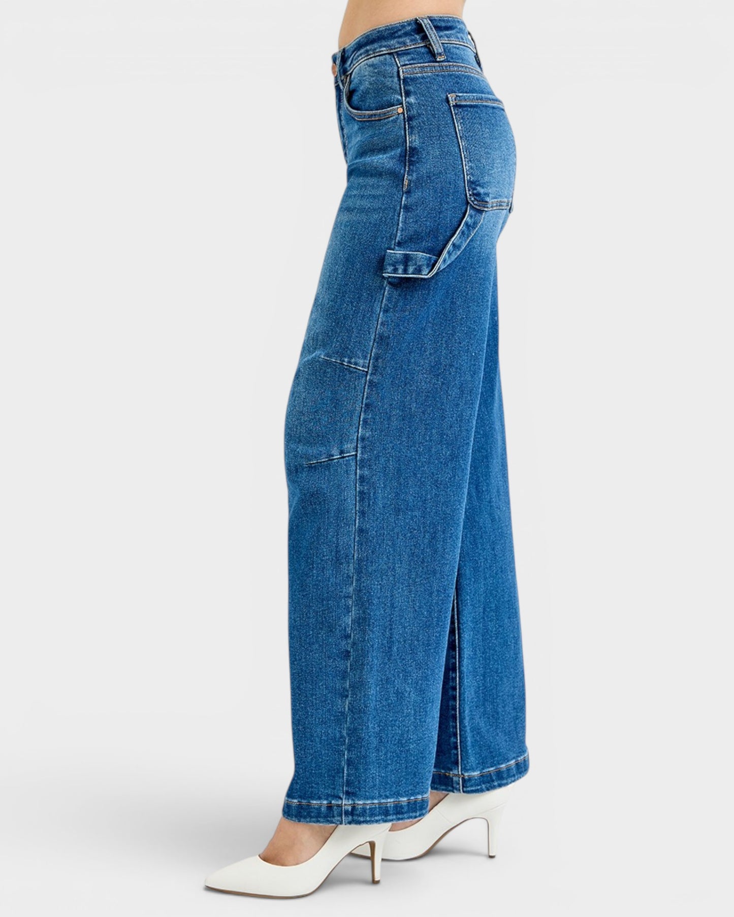 Dark Wash High Rise Utility Wide Leg Jeans