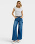 Dark Wash High Rise Utility Wide Leg Jeans