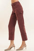 Mahogany Brown Utility Wide Cuff Crop Jeans