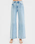 Light blue wide-leg jeans on a white background