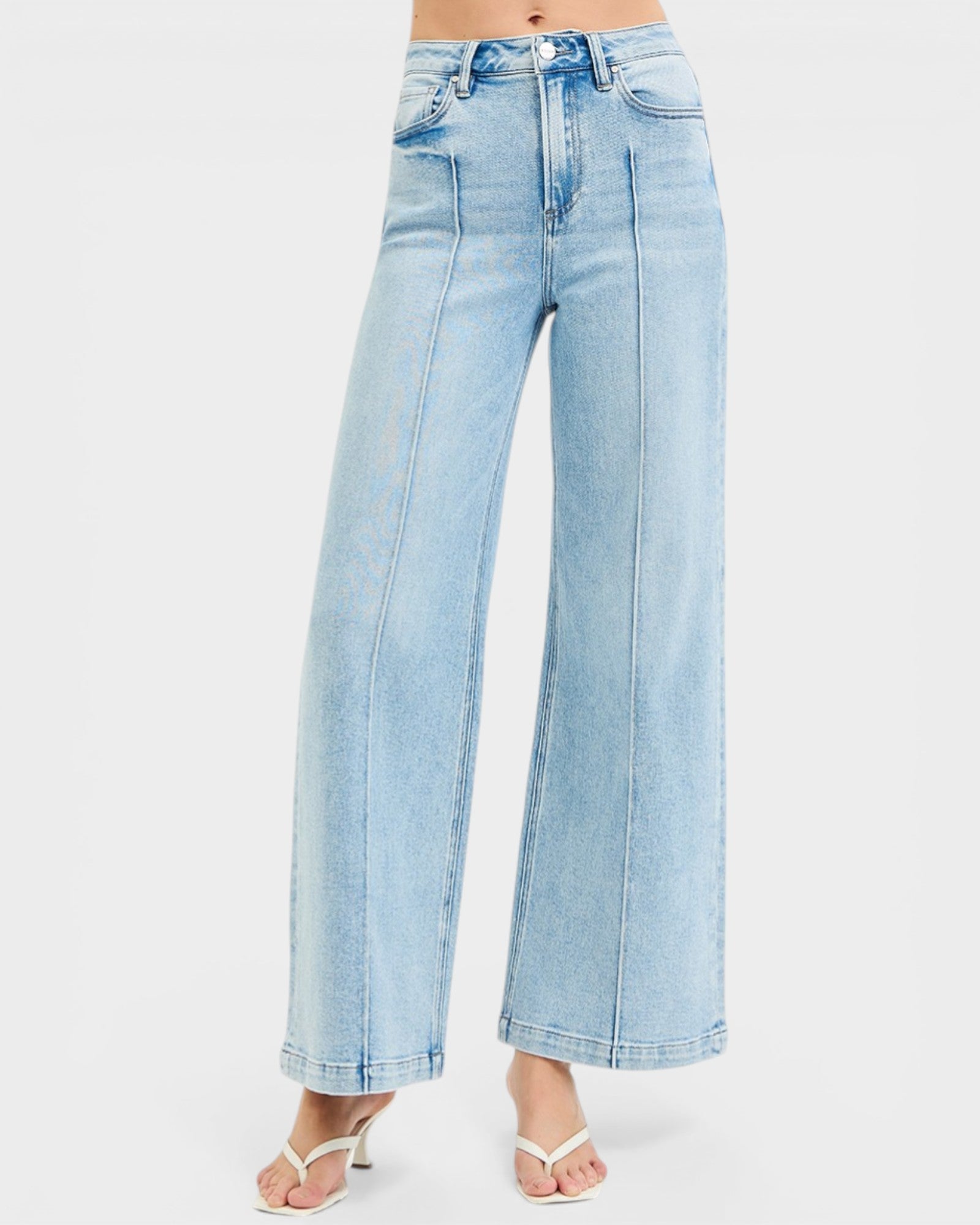 Light blue jeans on a white background