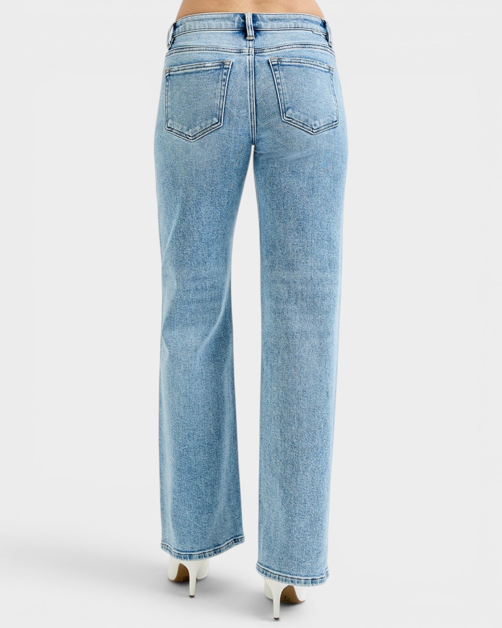 Medium Wash Low Rise Wide Leg Jeans