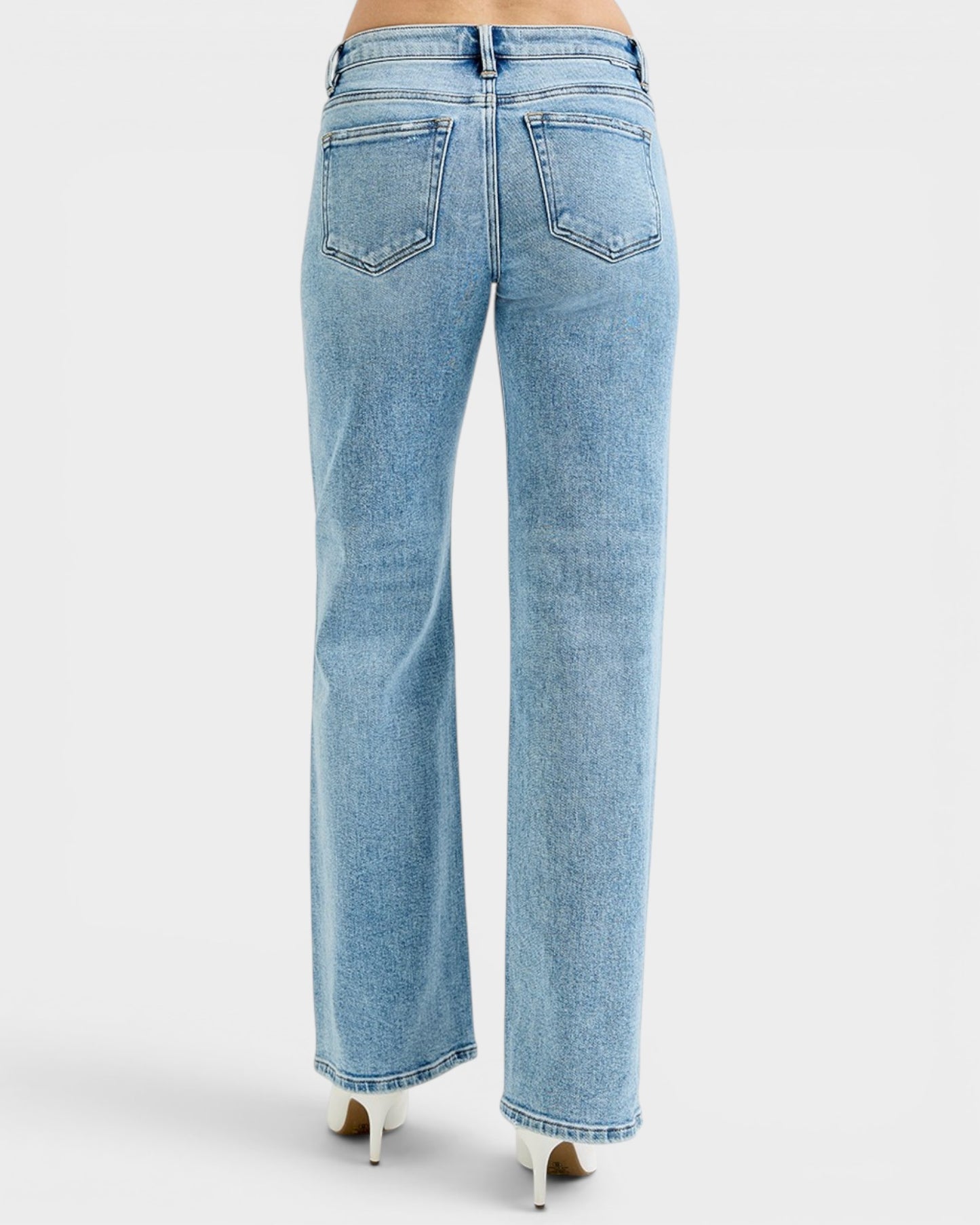 Medium Wash Low Rise Wide Leg Jeans