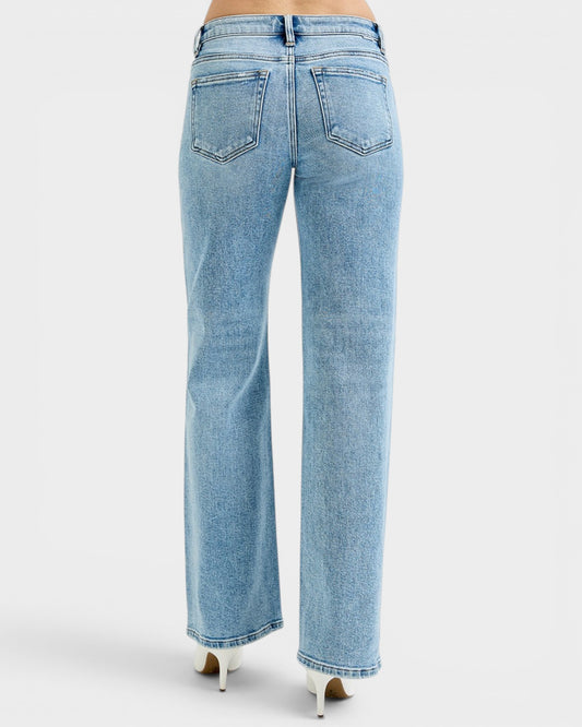 Medium Wash Low Rise Wide Leg Jeans