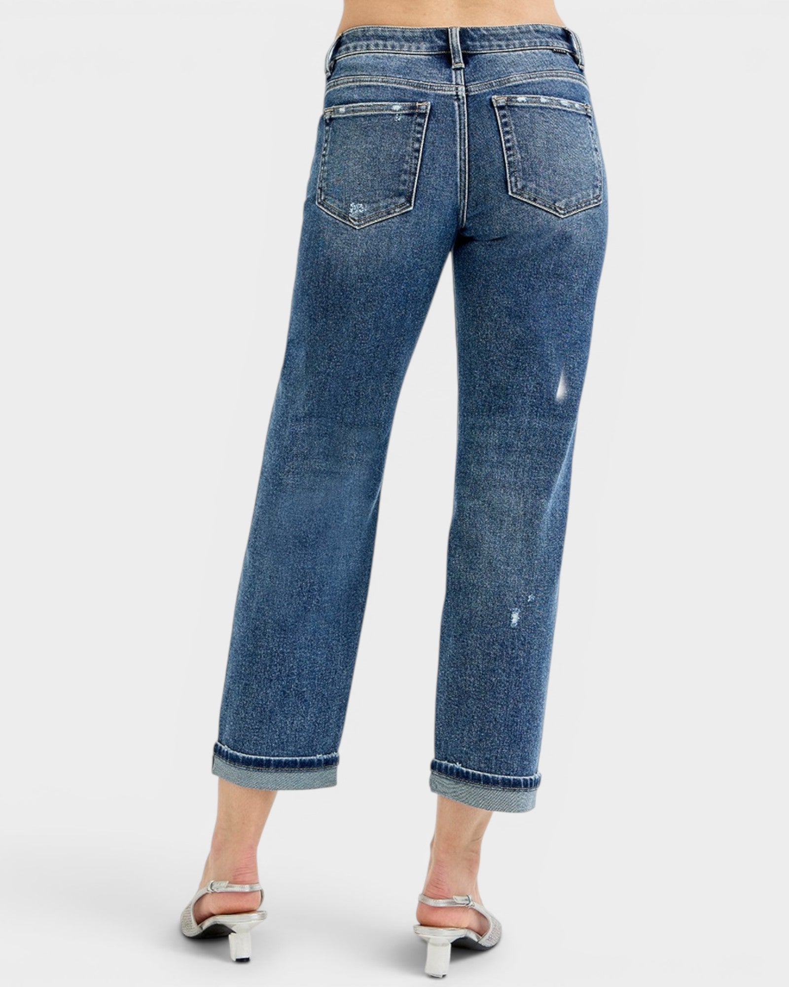 Blue jeans with a white background