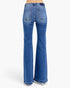 Blue high-waisted flare jeans shown from the back on a model, featuring a classic five-pocket design and a flared leg, photographed against a clean white background.