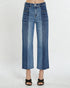 Two-Tone High Rise Cropped Wide Leg Jeans
