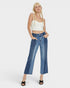 Jean taille mi-haute bicolore en combo foncé