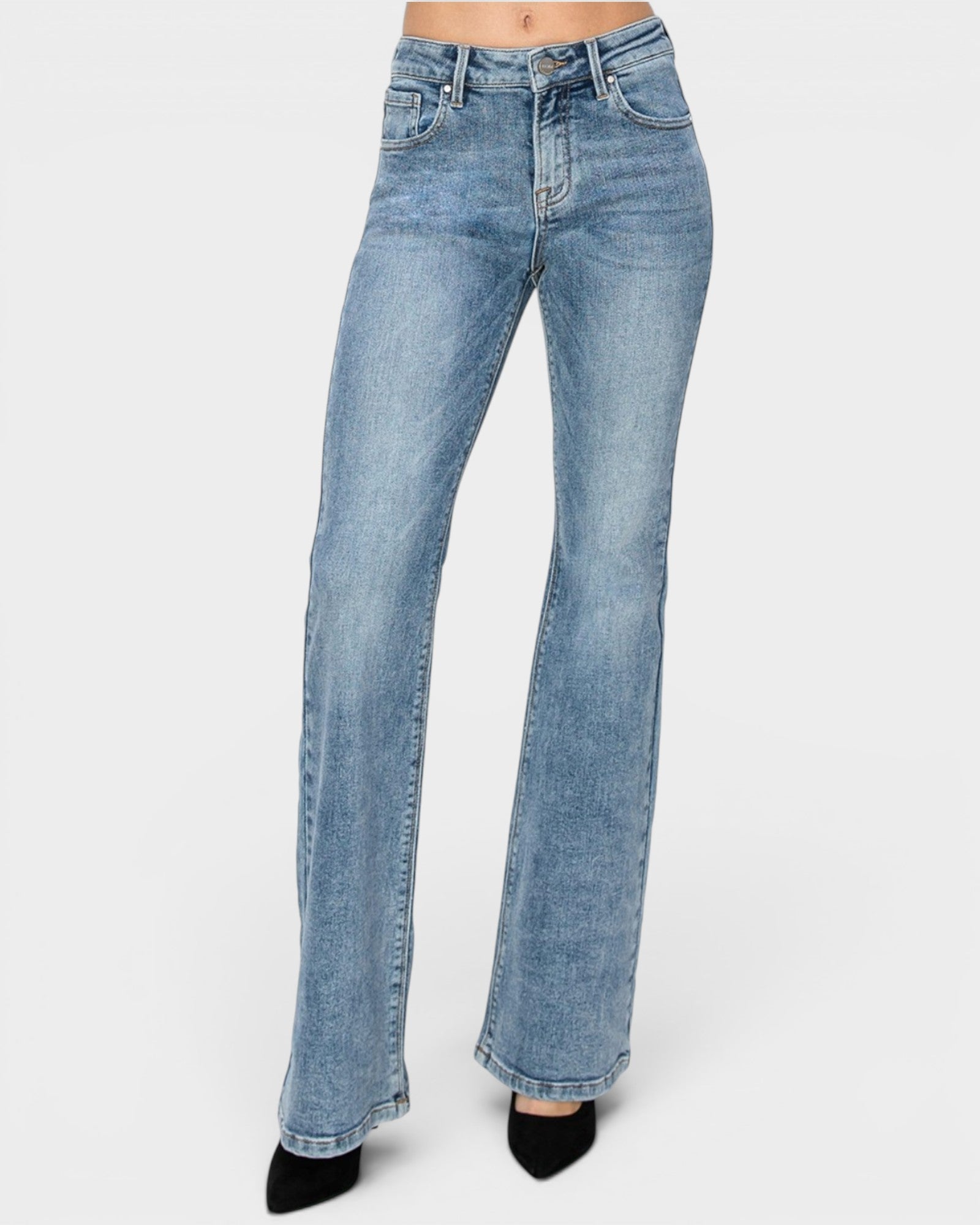 Light blue jeans on a white background