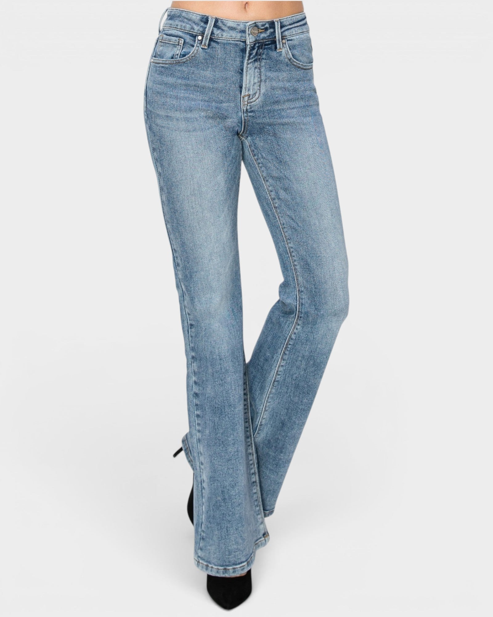 Light blue jeans on a white background