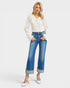 Medium Wash Cuffed Wide Leg Jeans
