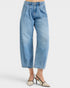 Medium Wash Pleated Barrel Jeans
