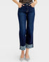 Dark Wash Heart Cuff Wide Leg Jeans