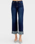 Dark Wash Heart Cuff Wide Leg Jeans