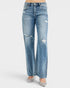 Medium Wash Distressed Wide Leg Jeans