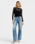 Medium Wash Distressed Wide Leg Jeans