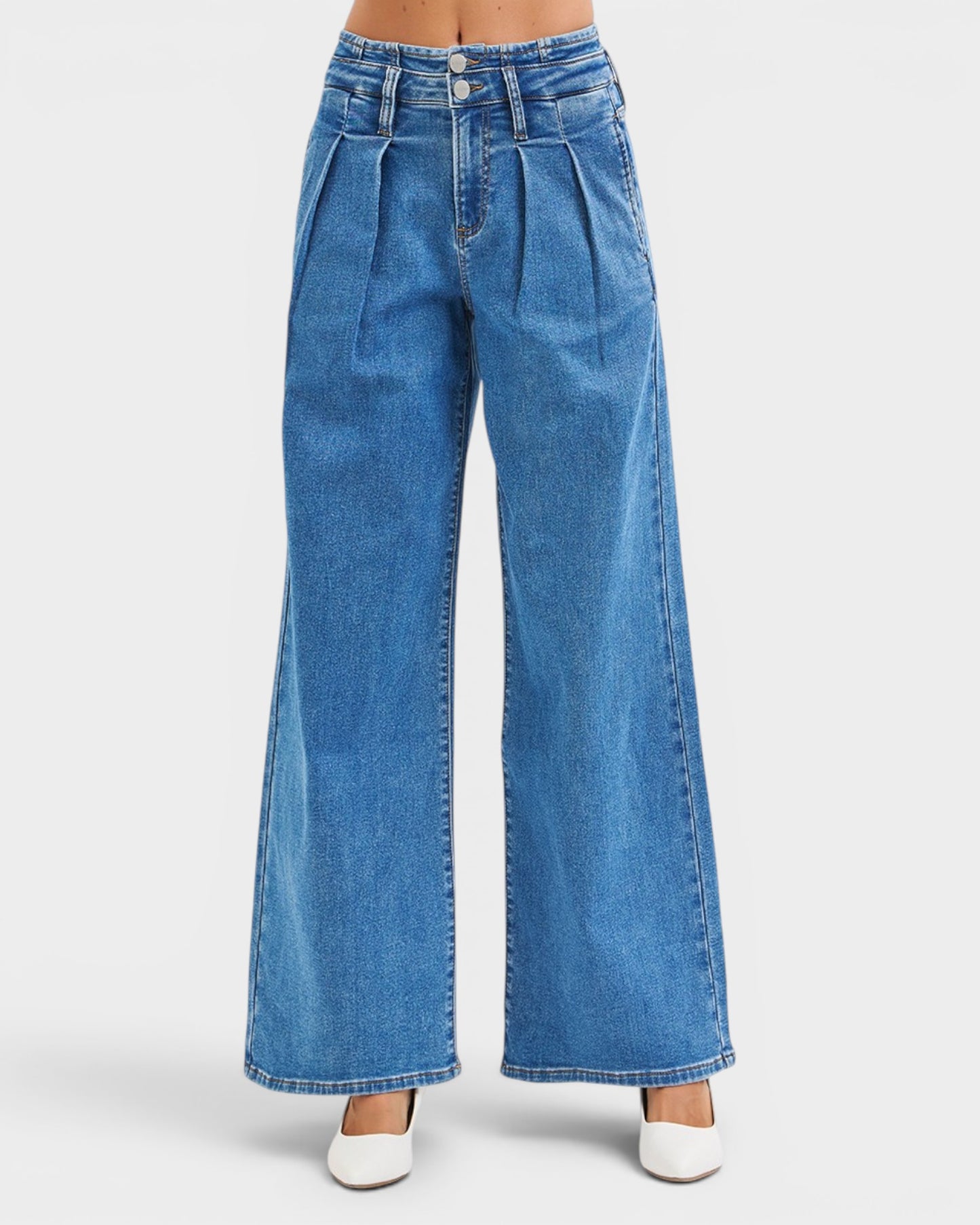 Blue jeans on a white background