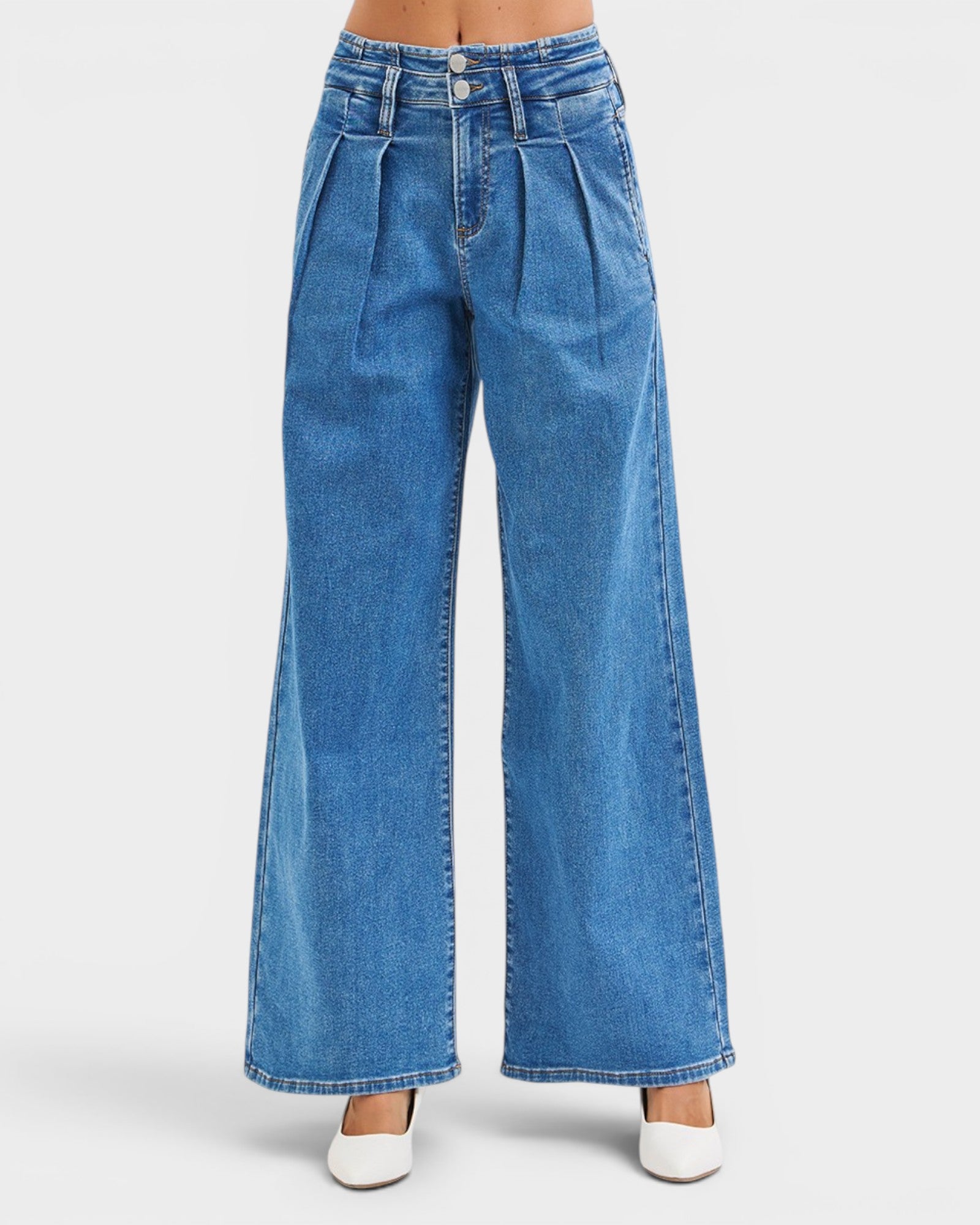 Blue jeans on a white background